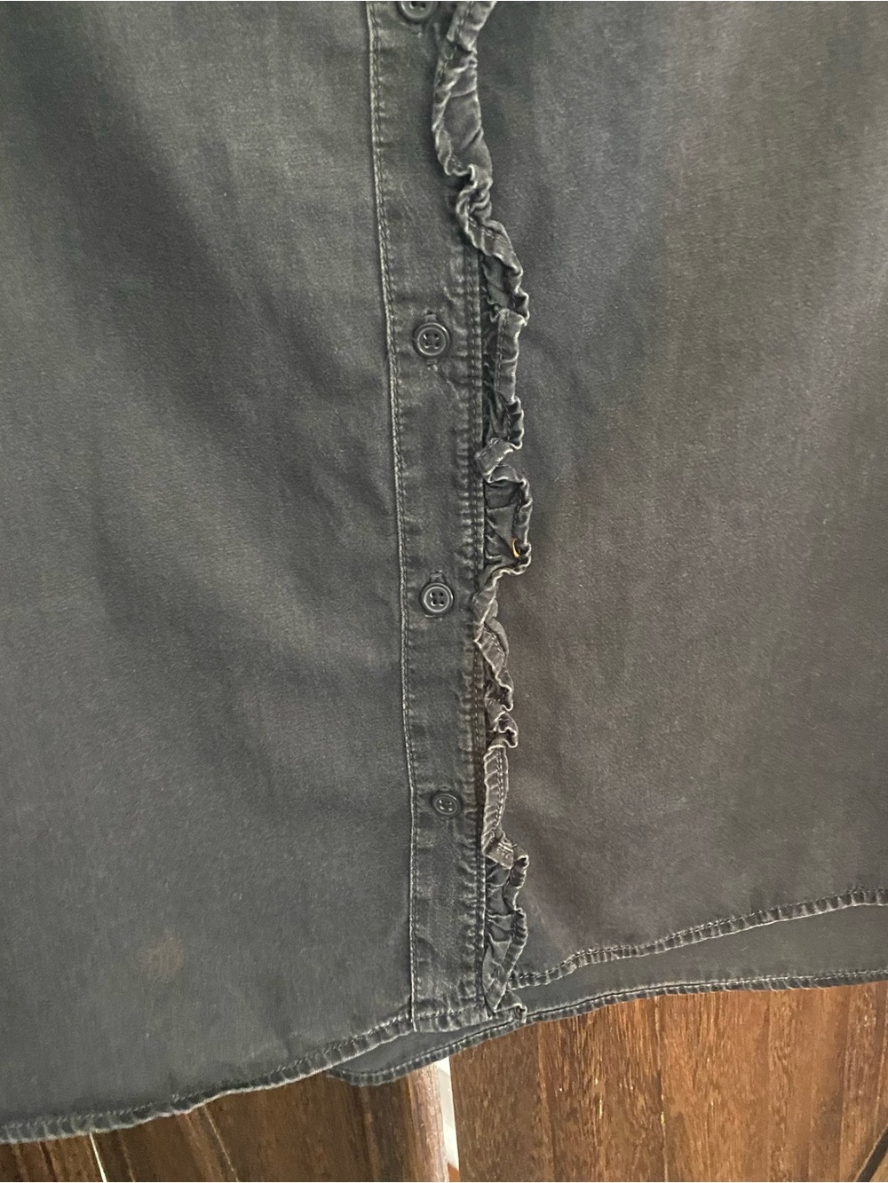 GAP Black Ruffle-Trim Button Front Blouse - Picture 4 of 10